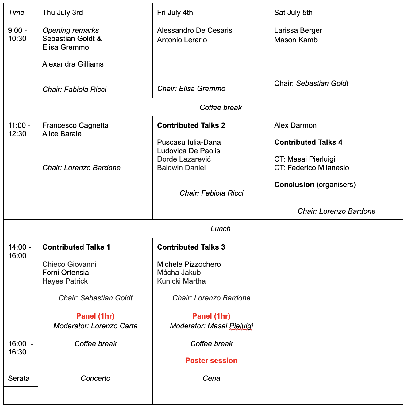 Schedule
